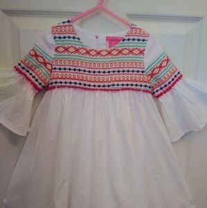 White Embroidered Girl's 100% Cotton Dress